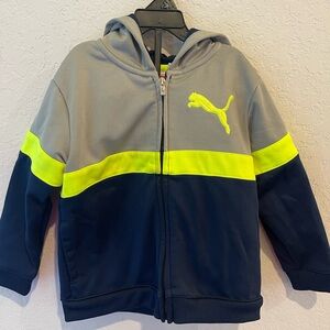 Puma Kids Gray, Navy & Neon Yellow Zip Hoodie